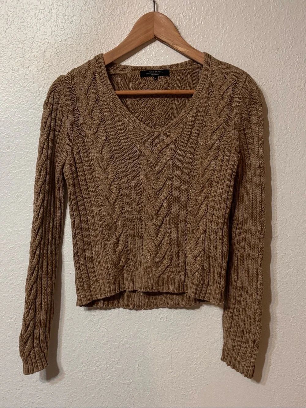 Weekend Max Mara V Neck Cable Knit Sweater Medium